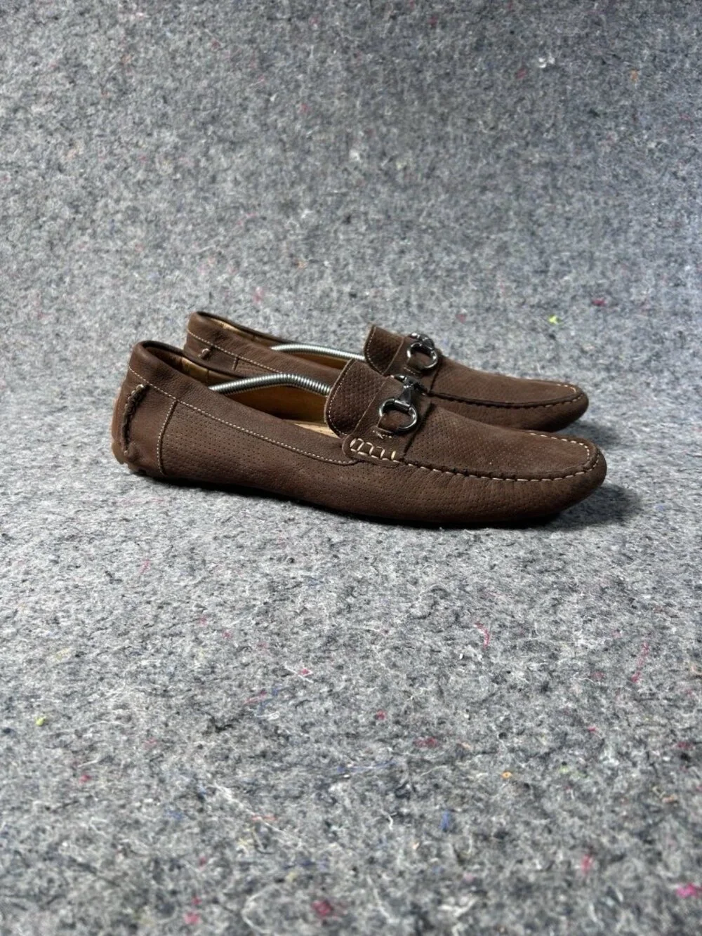 1901 Nordstrom Mens Brown Perforated Suede Horsebit Driving Loafers Size 13